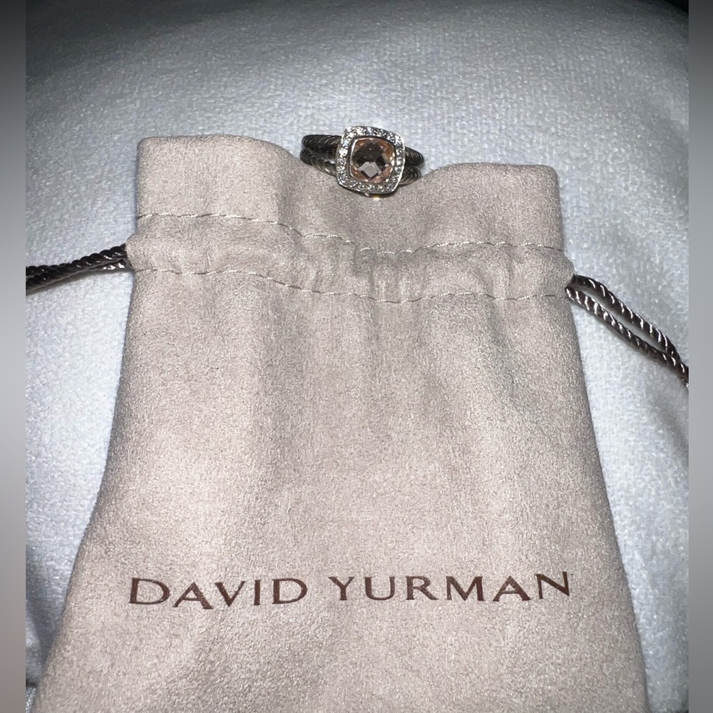 David Yurman morganite and diamond petite Albion ring size 8